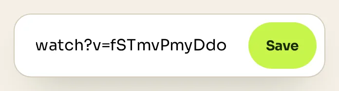 A YouTube link pasted into the capture box